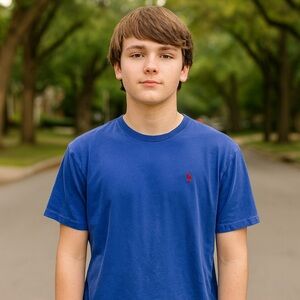 Polo Ralph Lauren Boys T-Shirt Blue Red Pony Logo Size 18/20